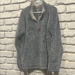 True Grit, Unisex,1/4 zip, charcoal polar fleece pullover , Size Large